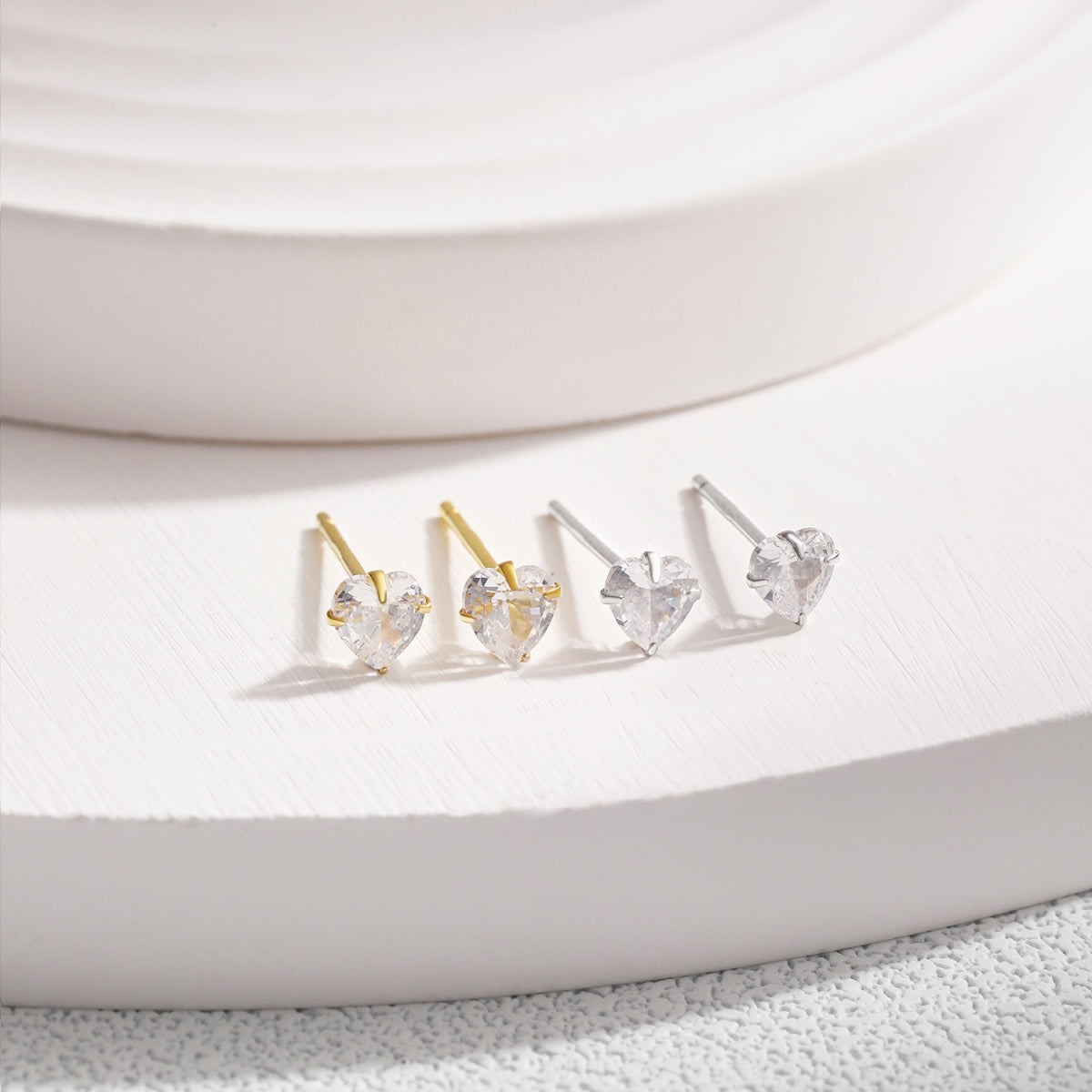 [Aurelle Style]Sparkling Heart Shaped Simple Earrings