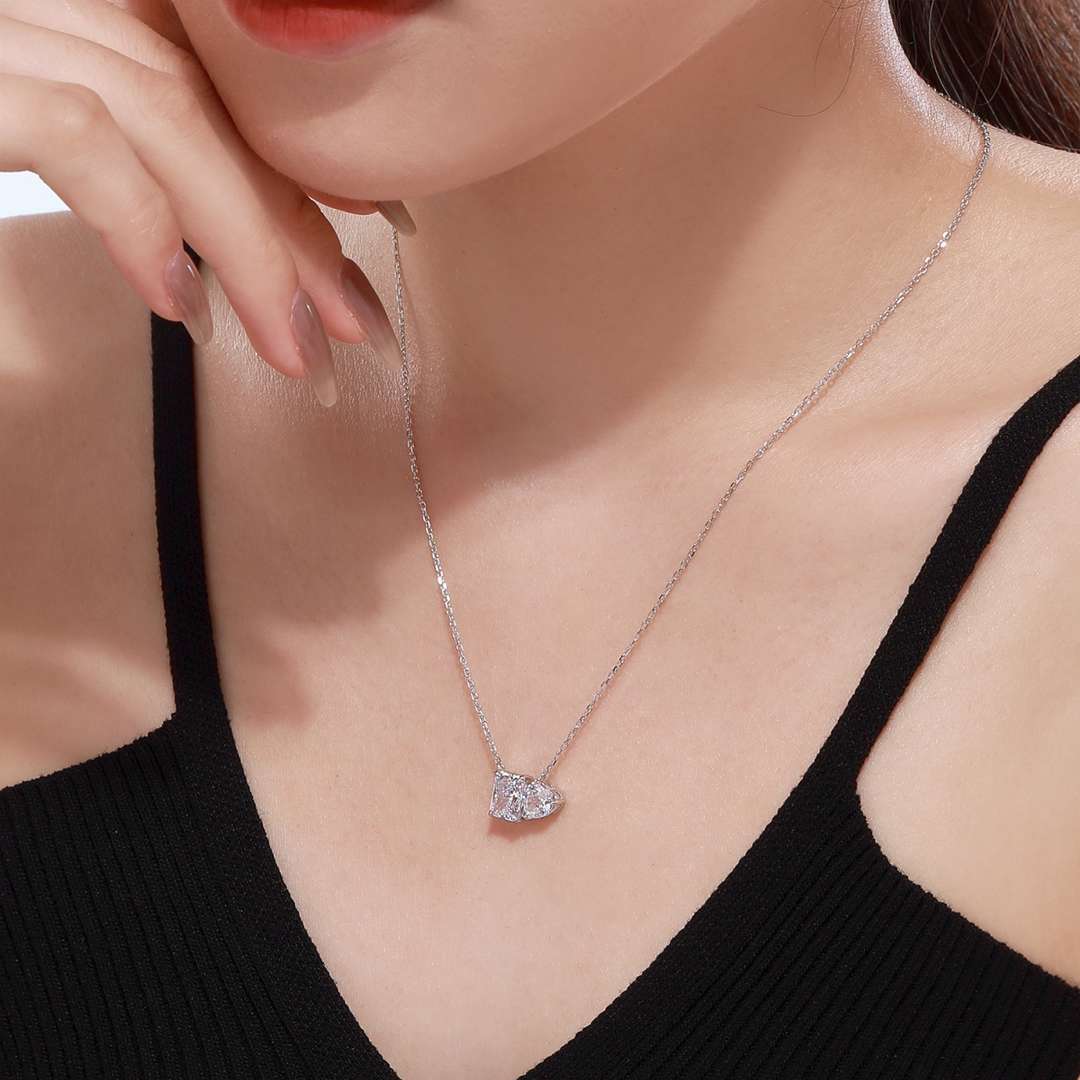 [Aurelle Style]Dazzling Square & Heart Shape Necklace