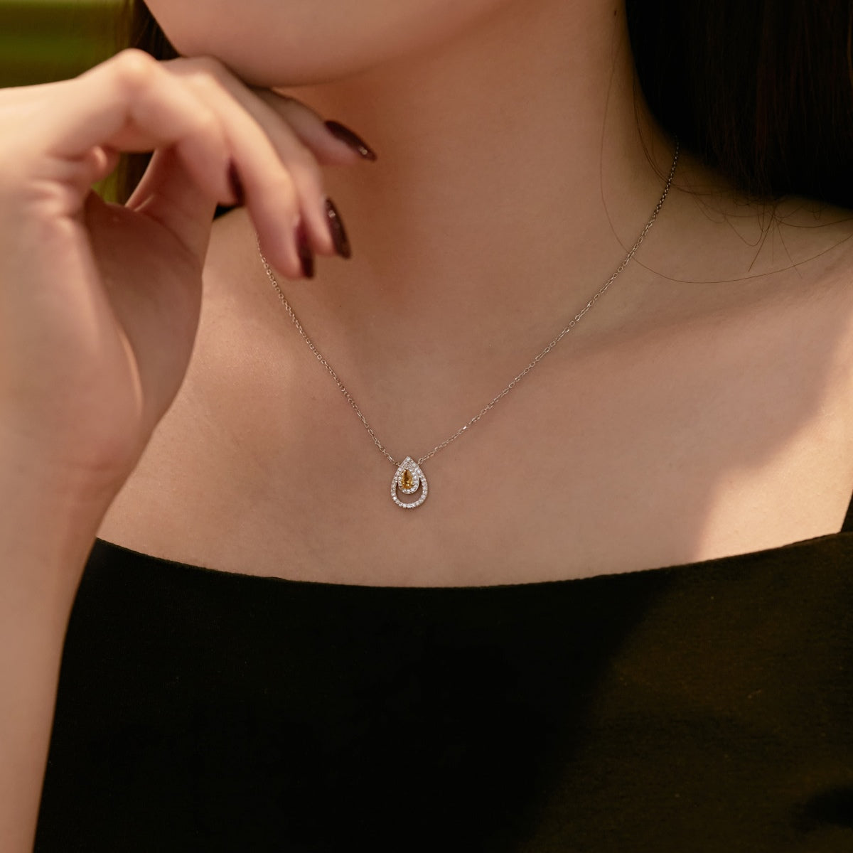 [Aurelle Style]Sparkling Pear Cut Necklace