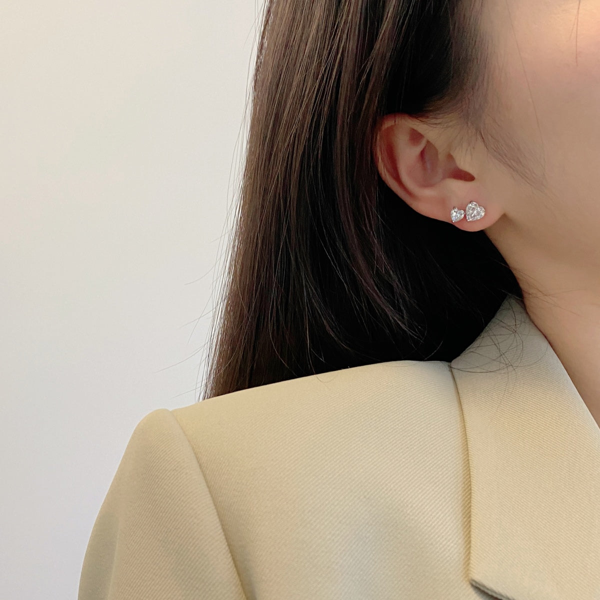 [Aurelle Style]Double Heart-Shape Classic Princess Style Earrings