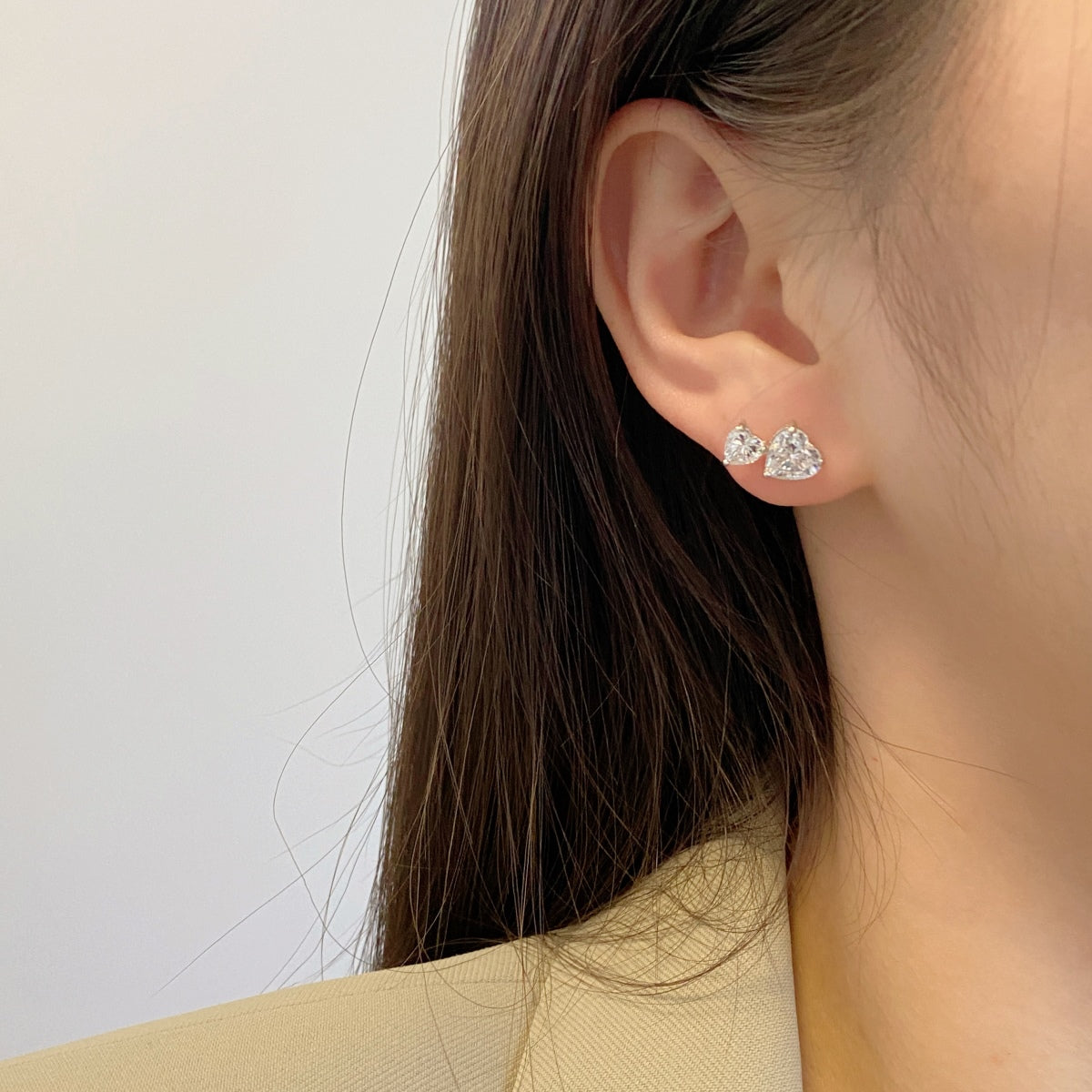 [Aurelle Style]Double Heart-Shape Classic Princess Style Earrings