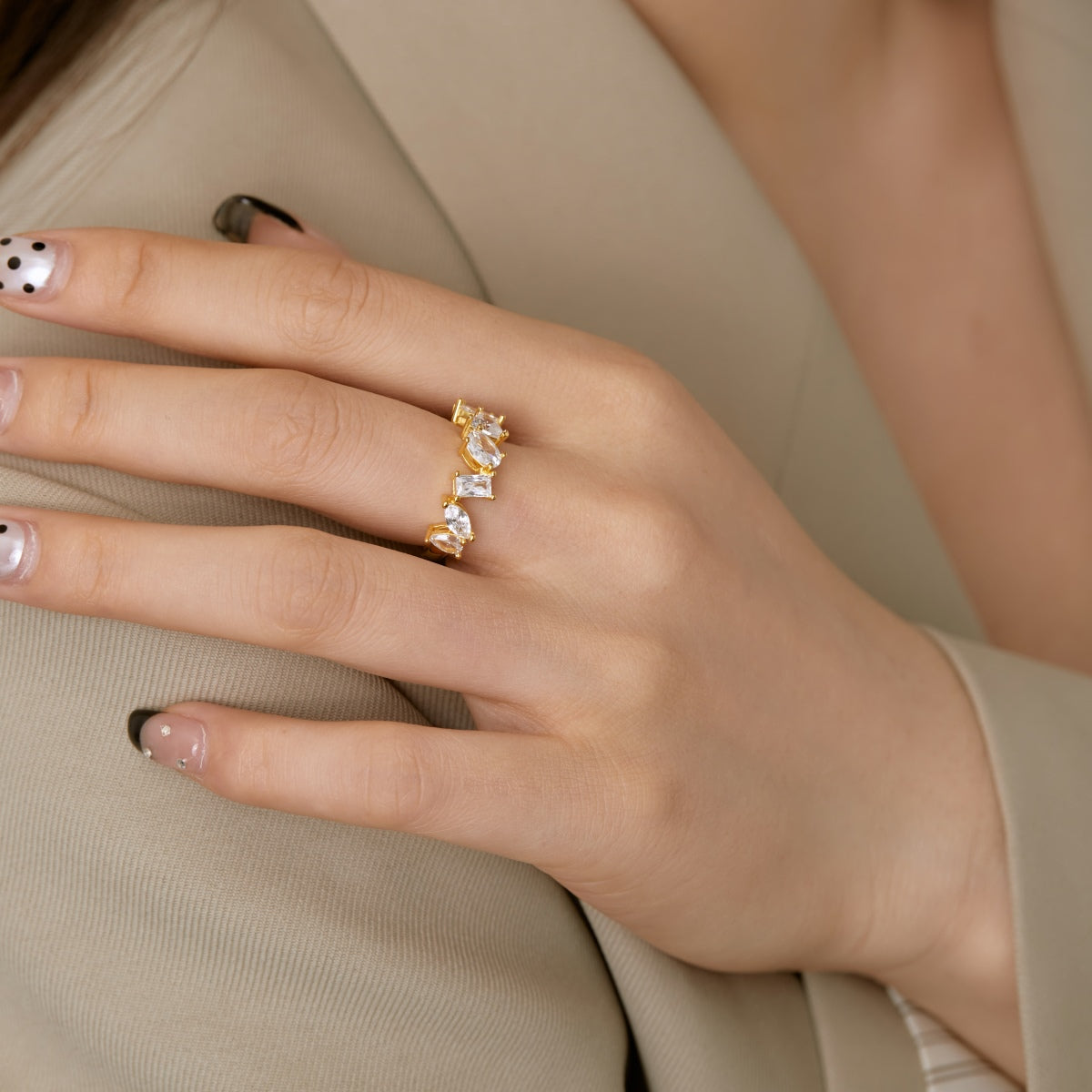 [Aurelle Style]Delicate Multi Cut Ring