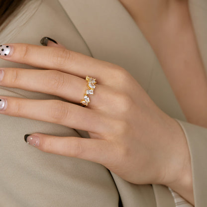 [Aurelle Style]Delicate Multi Cut Ring