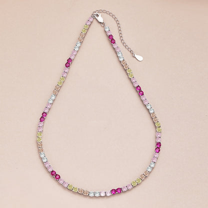 [Aurelle Style]Delicate Colorful Tennis Necklace