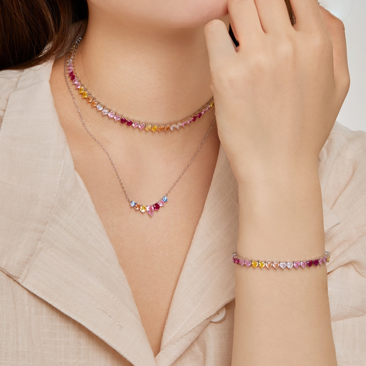 [Aurelle Style]Luxurious Colorful Romantic Heart Shape Lover Bracelet
