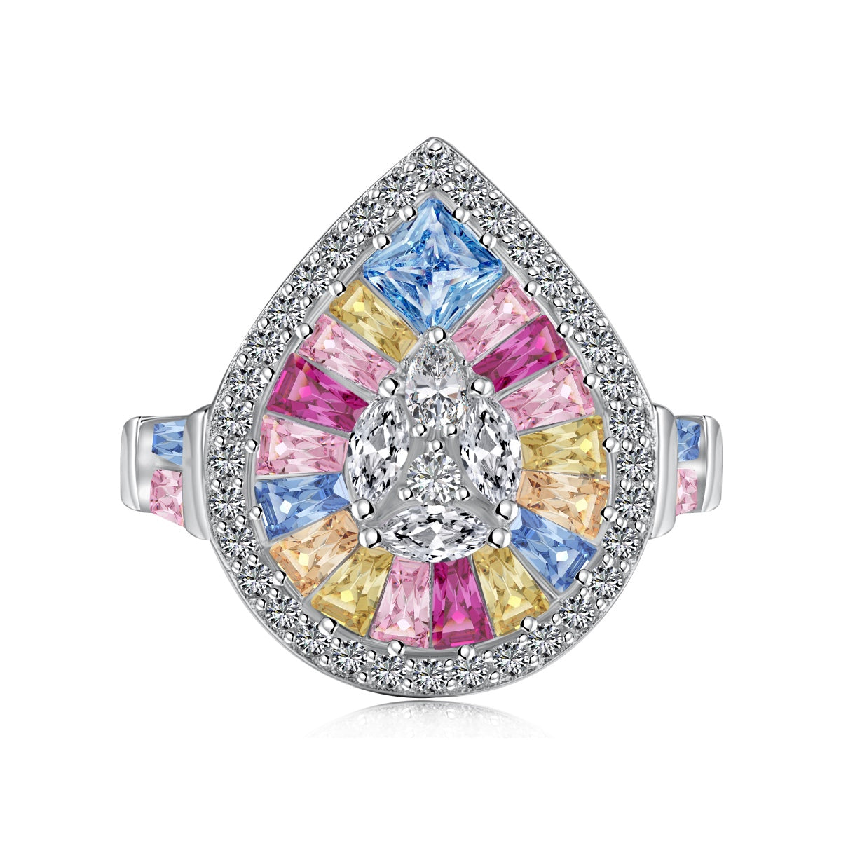 [Aurelle Style]Elegant Colorful Water Drop Shape Banquet Ring