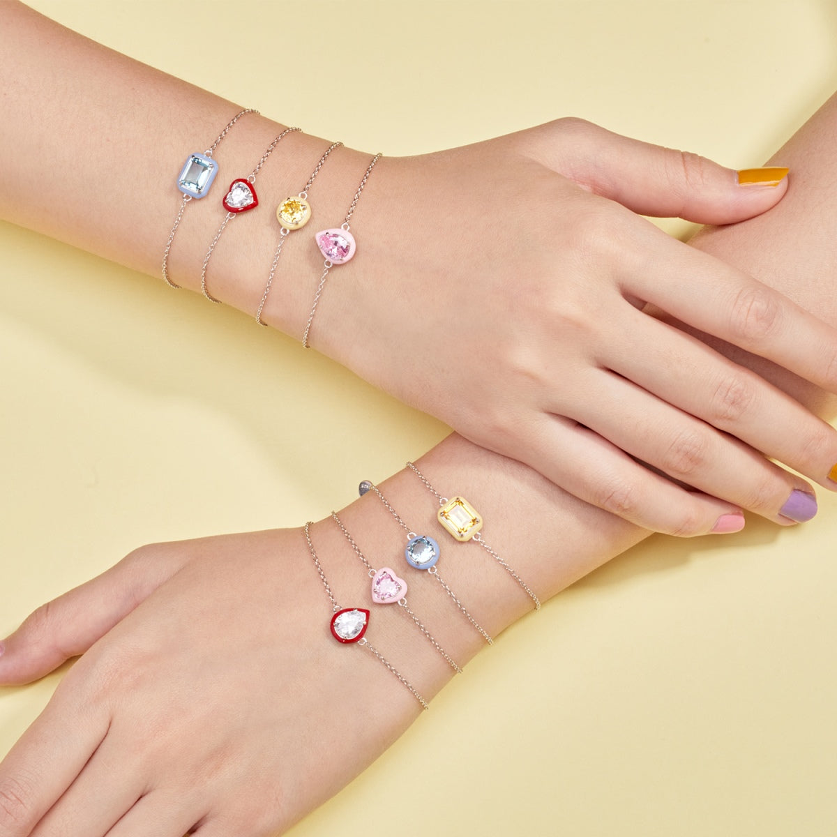 [Aurelle Style]2.0 Carat Sparkling Colorful Emerald Cut Daily Bracelet