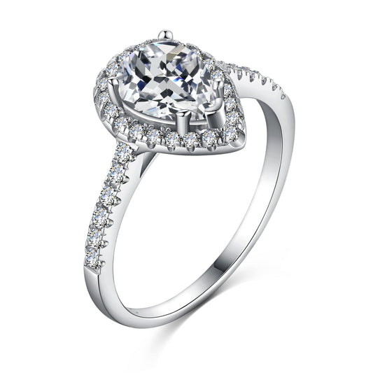 [Aurelle Style]1.0 Carat Luxurious Resplendent Water Drop Shape Wedding Ring
