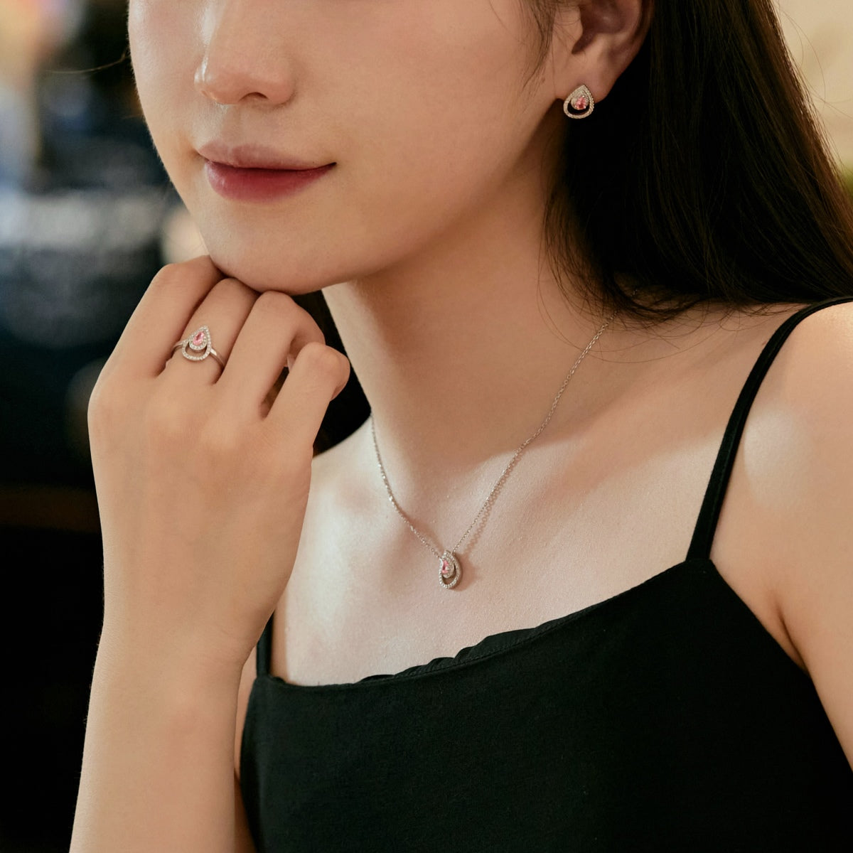 [Aurelle Style]Sparkling Pear Cut Necklace