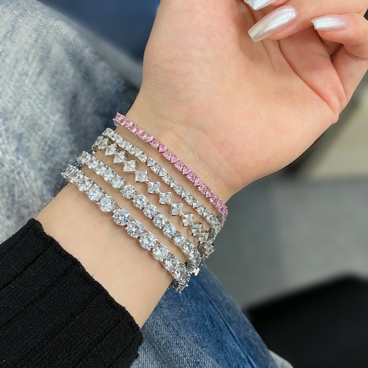 [Aurelle Style]0.5 Carat Ornate Princess Cut Daily Bracelet