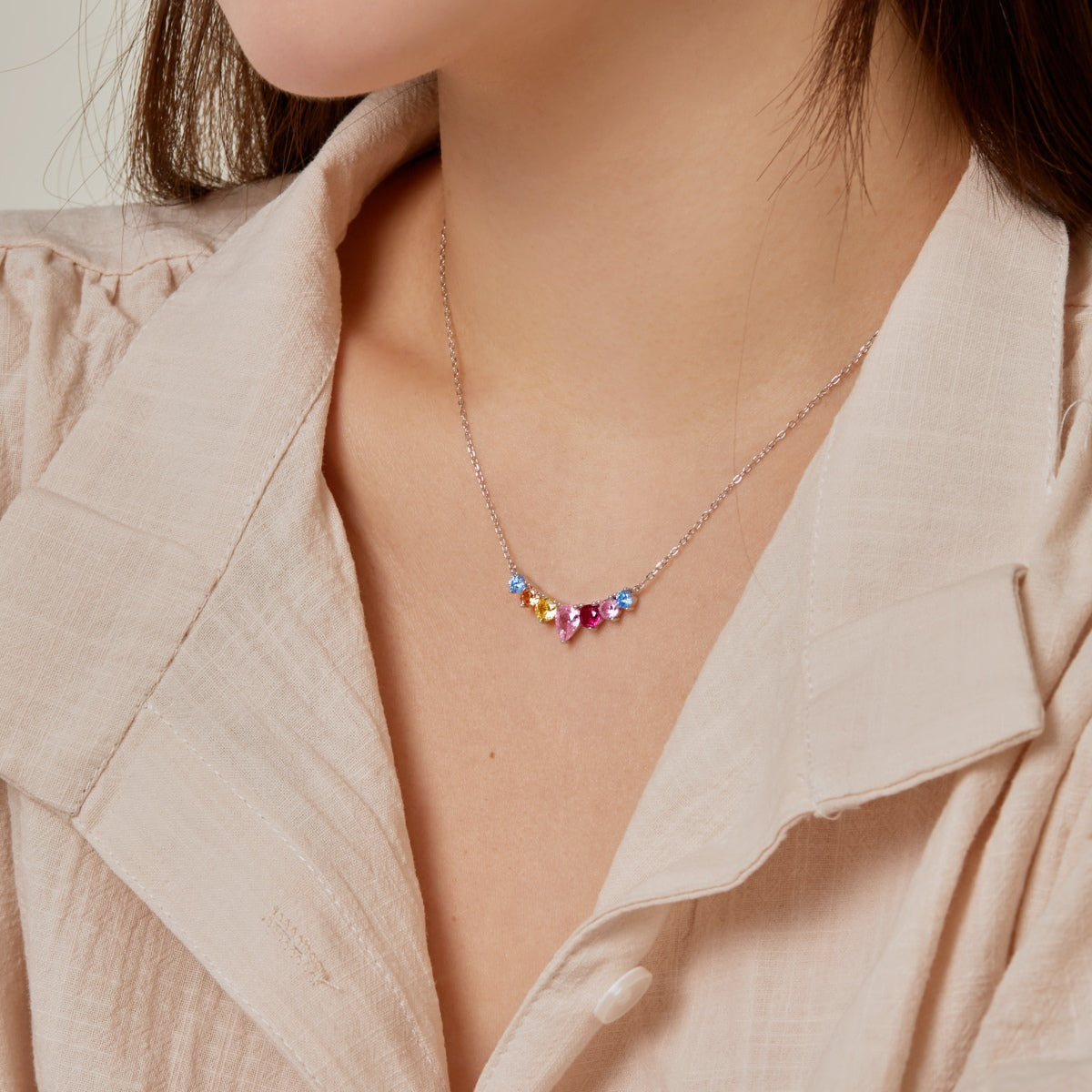 [Aurelle Style]Dainty Colorful Heart Necklace