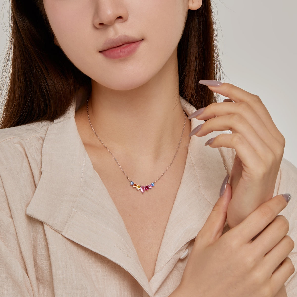 [Aurelle Style]Dainty Colorful Heart Necklace