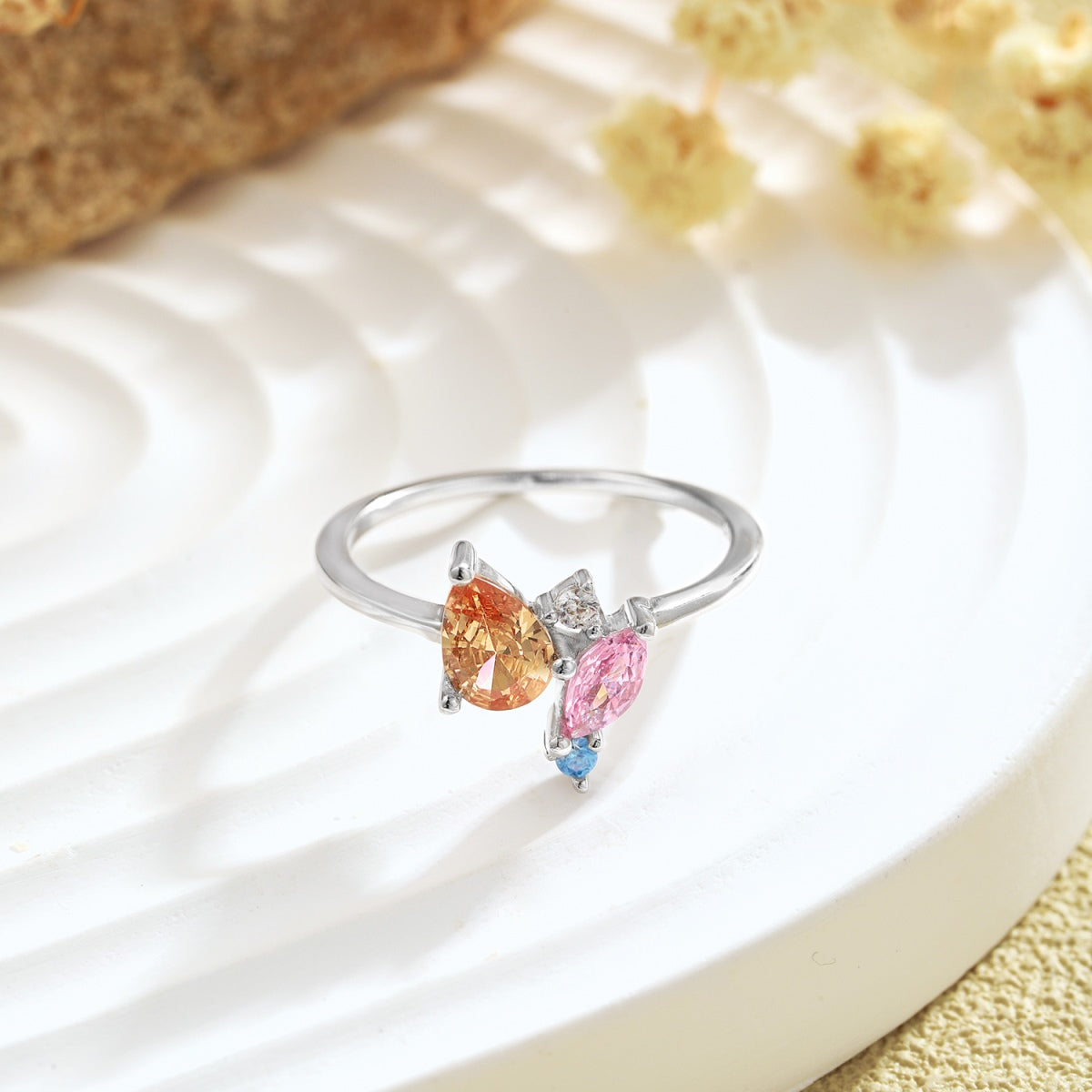 [Aurelle Style]Radiant Colorful Multi Cut Daily Ring