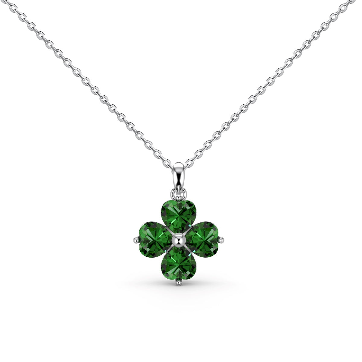 [Aurelle Style]Heart-Shaped Four-Leaf Clover Bead Necklace