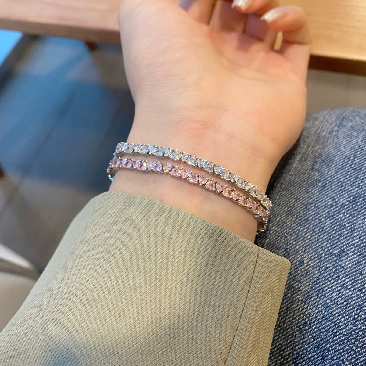 [Aurelle Style]Dazzling Romantic Heart Shape Lover Bracelet