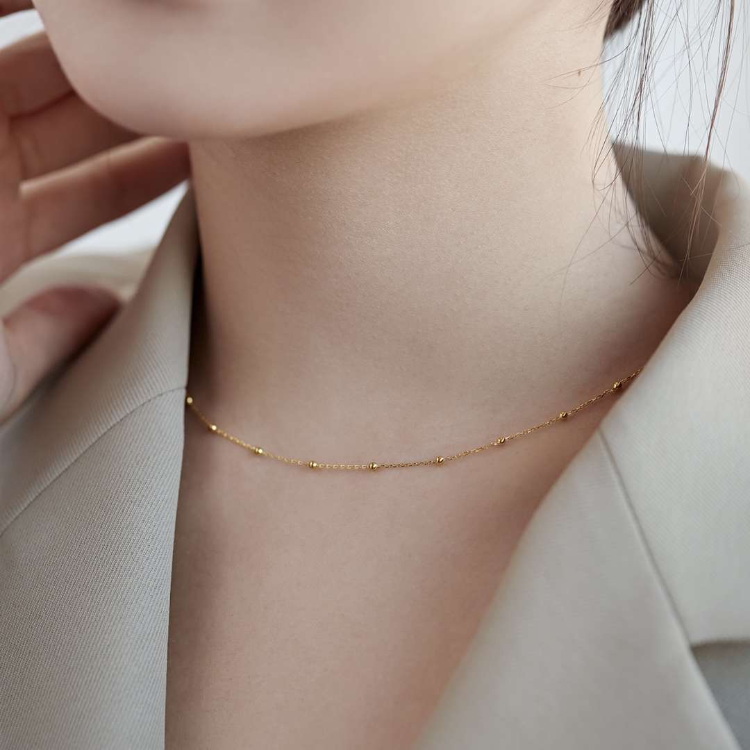 [Aurelle Style]Small Bead Clavicle Chain Simple Necklace