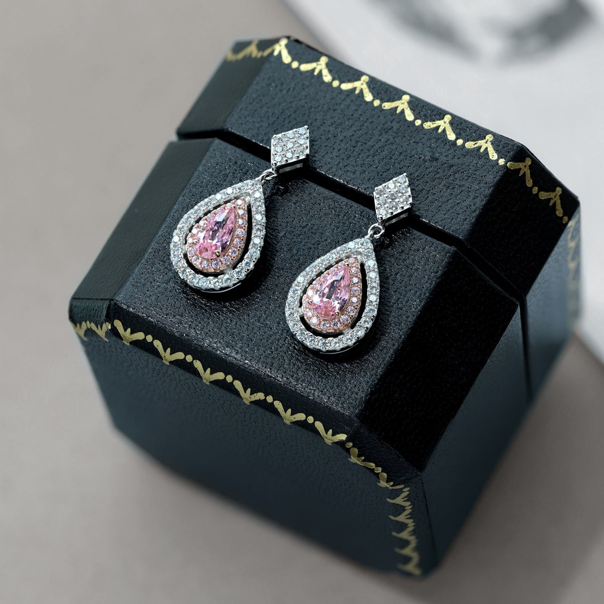 [Aurelle Style]Ornate Delicate Water Drop Shape Banquet Earrings