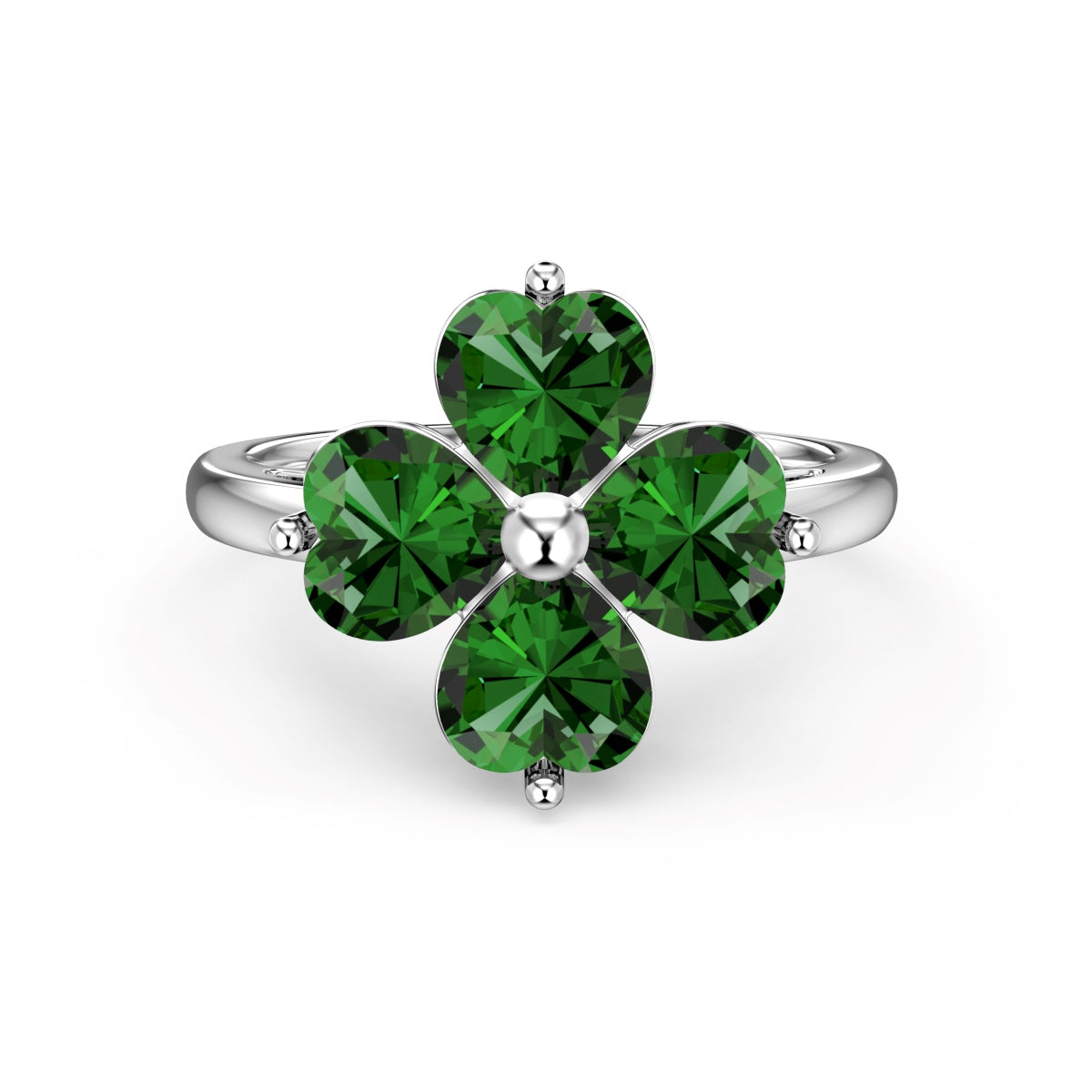 [Aurelle Style]Heart-shaped Four-Leaf Clover Ball Ring