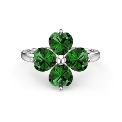 [Aurelle Style]Heart-shaped Four-Leaf Clover Ball Ring