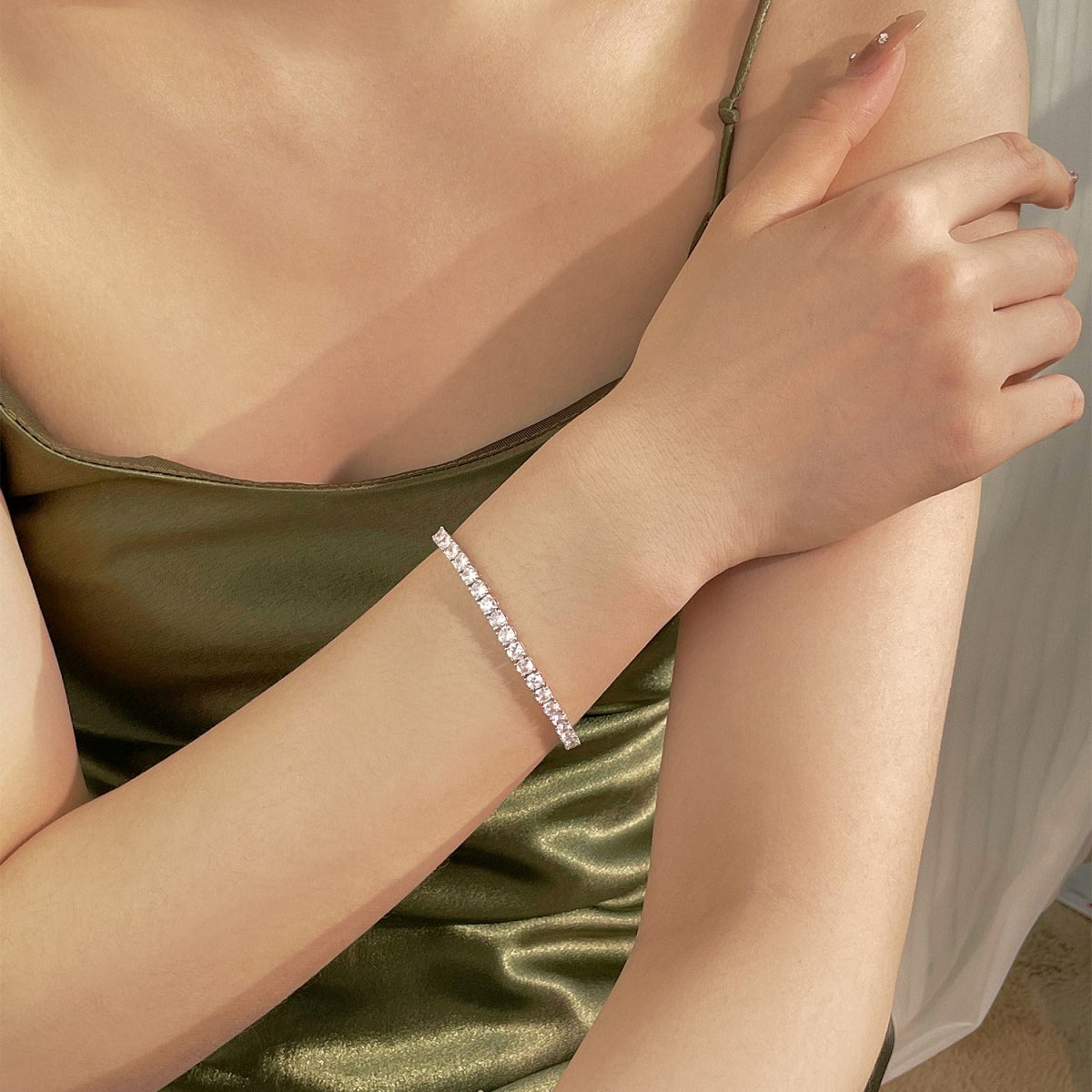 [Aurelle Style]Luxurious Ornate Round Cut Tennis Bracelet