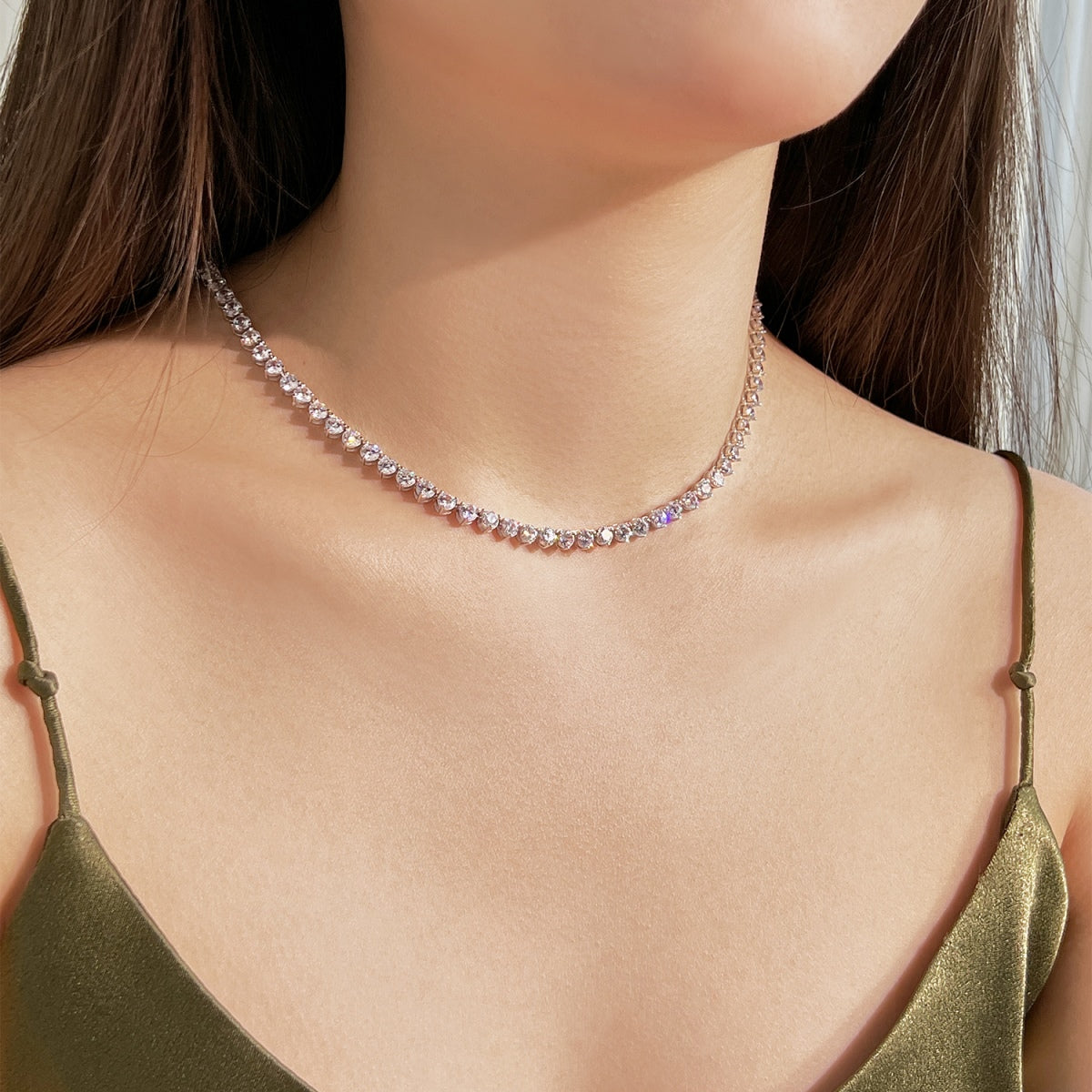 [Aurelle Style]Ornate Heart Cut Tennis Necklace