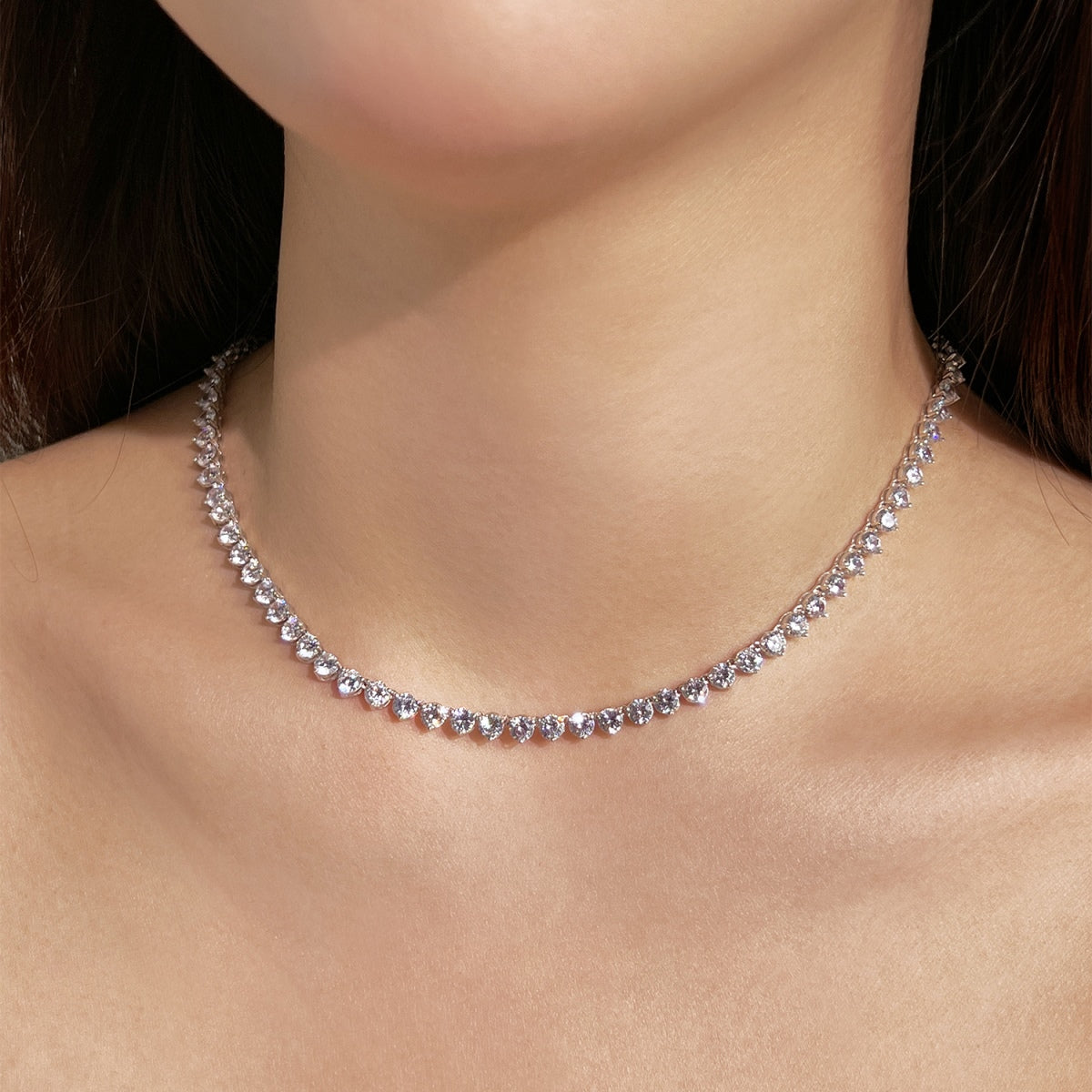 [Aurelle Style]Ornate Heart Cut Tennis Necklace
