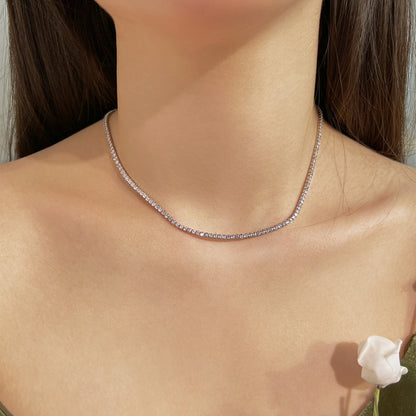 [Aurelle Style]Delicate Round Shape Tennis Necklace