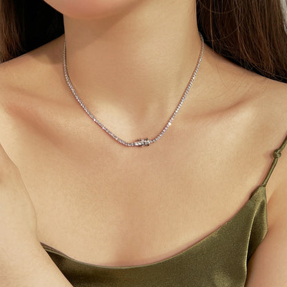 [Aurelle Style]Delicate Round Shape Tennis Necklace