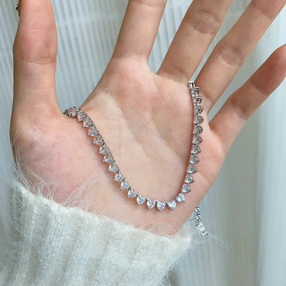 [Aurelle Style]Ornate Heart Cut Tennis Necklace