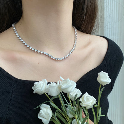 [Aurelle Style]Ornate Heart Cut Tennis Necklace