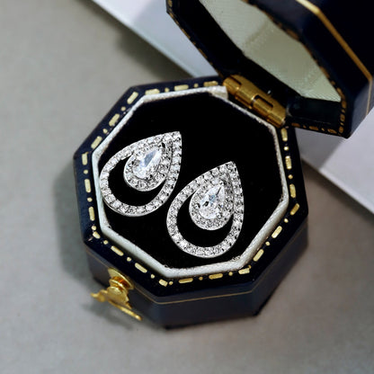 [Aurelle Style]Sparkling Delicate Water Drop Shape Daily Earrings