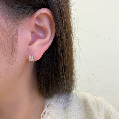 [Aurelle Style]Stylish Shiny Rectangular Center Stone Stud Earrings