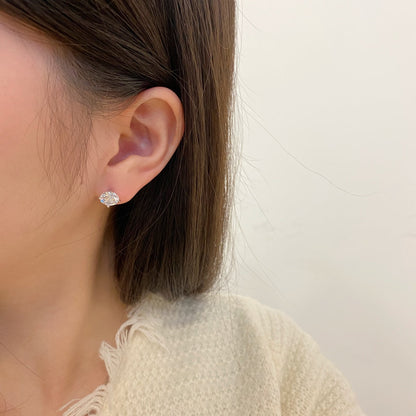 [Aurelle Style]Stylish Shiny Round Center Stone Stud Earrings