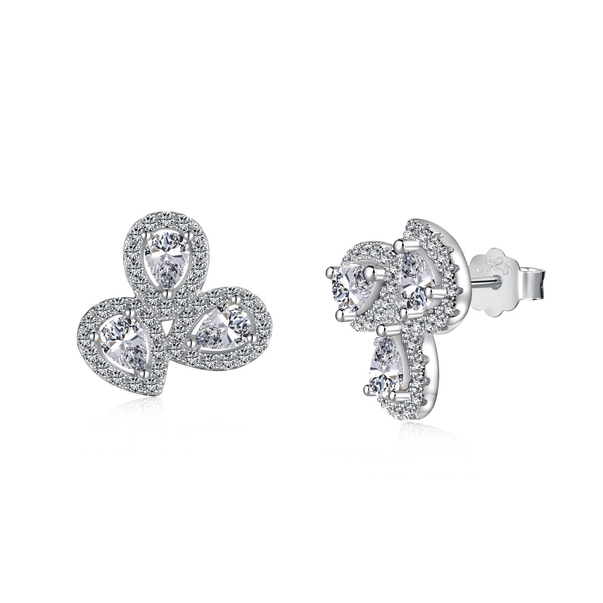 [Aurelle Style]Ornate Flower Shape Pear Cut Lover Earrings