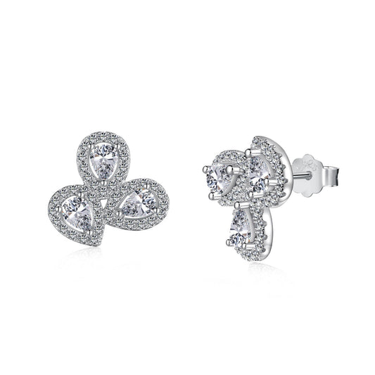 [Aurelle Style]Ornate Flower Shape Pear Cut Lover Earrings