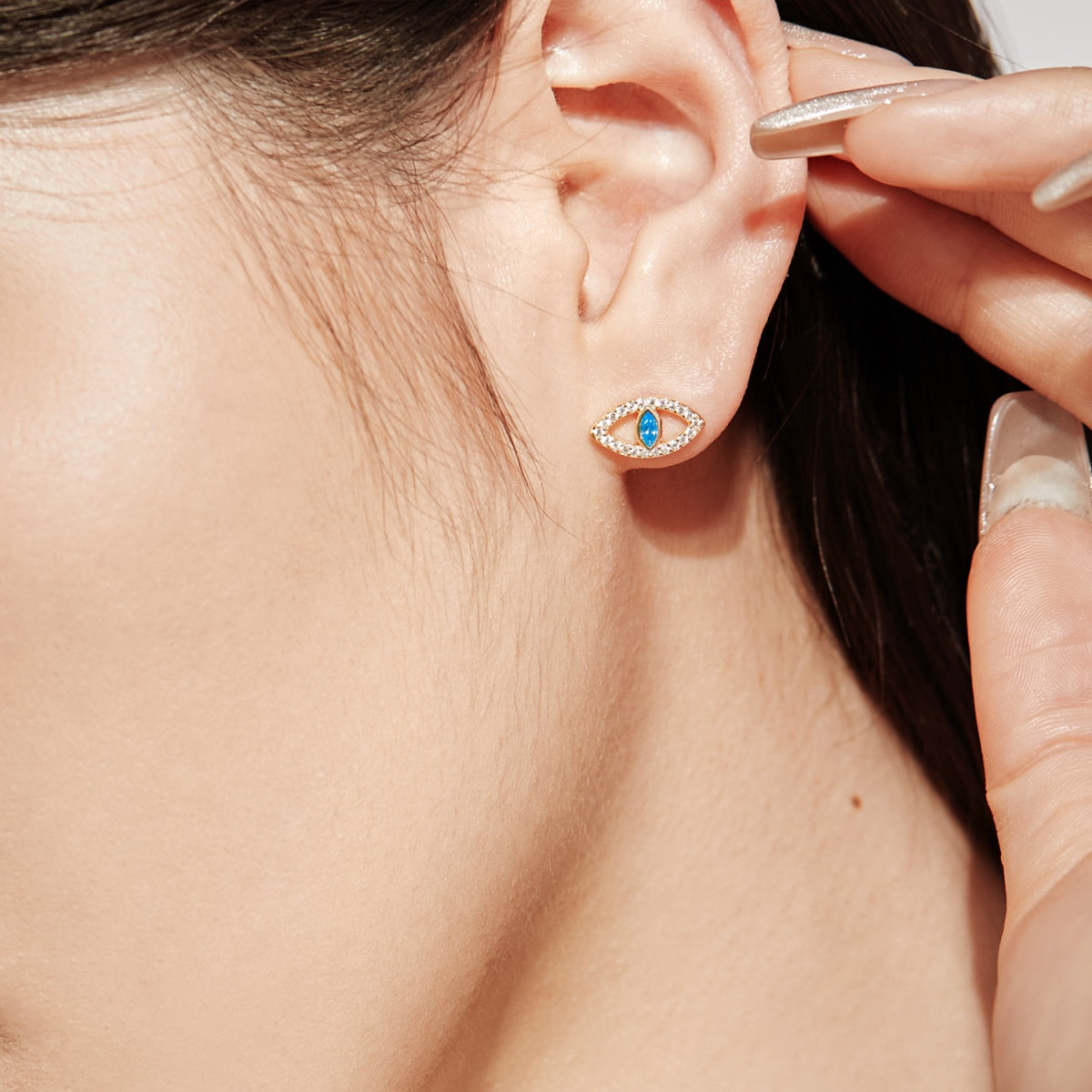 [Aurelle Style]Blue Devil Eyes Hollow Stud Earrings