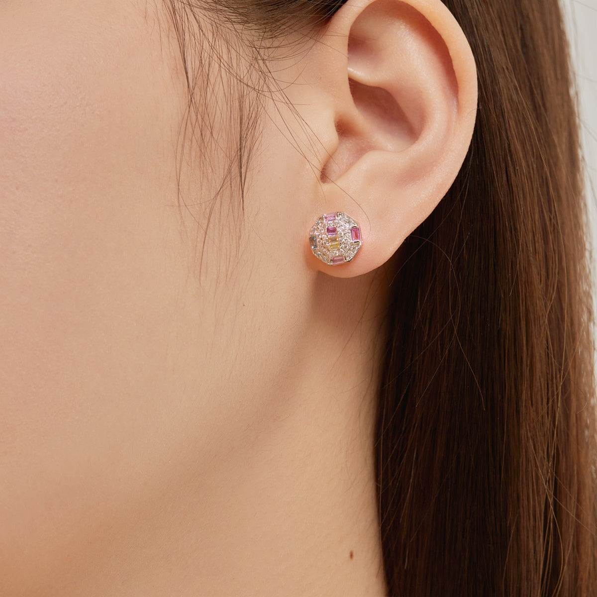 [Aurelle Style]Ornate Colorful Octagon Shape Daily Earrings