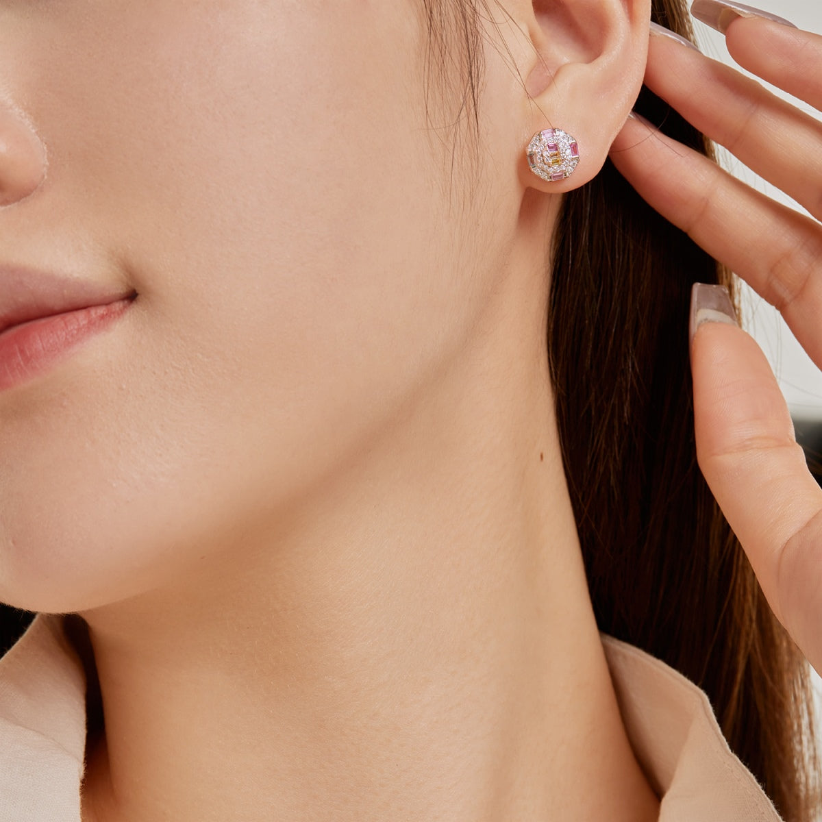 [Aurelle Style]Ornate Colorful Octagon Shape Daily Earrings
