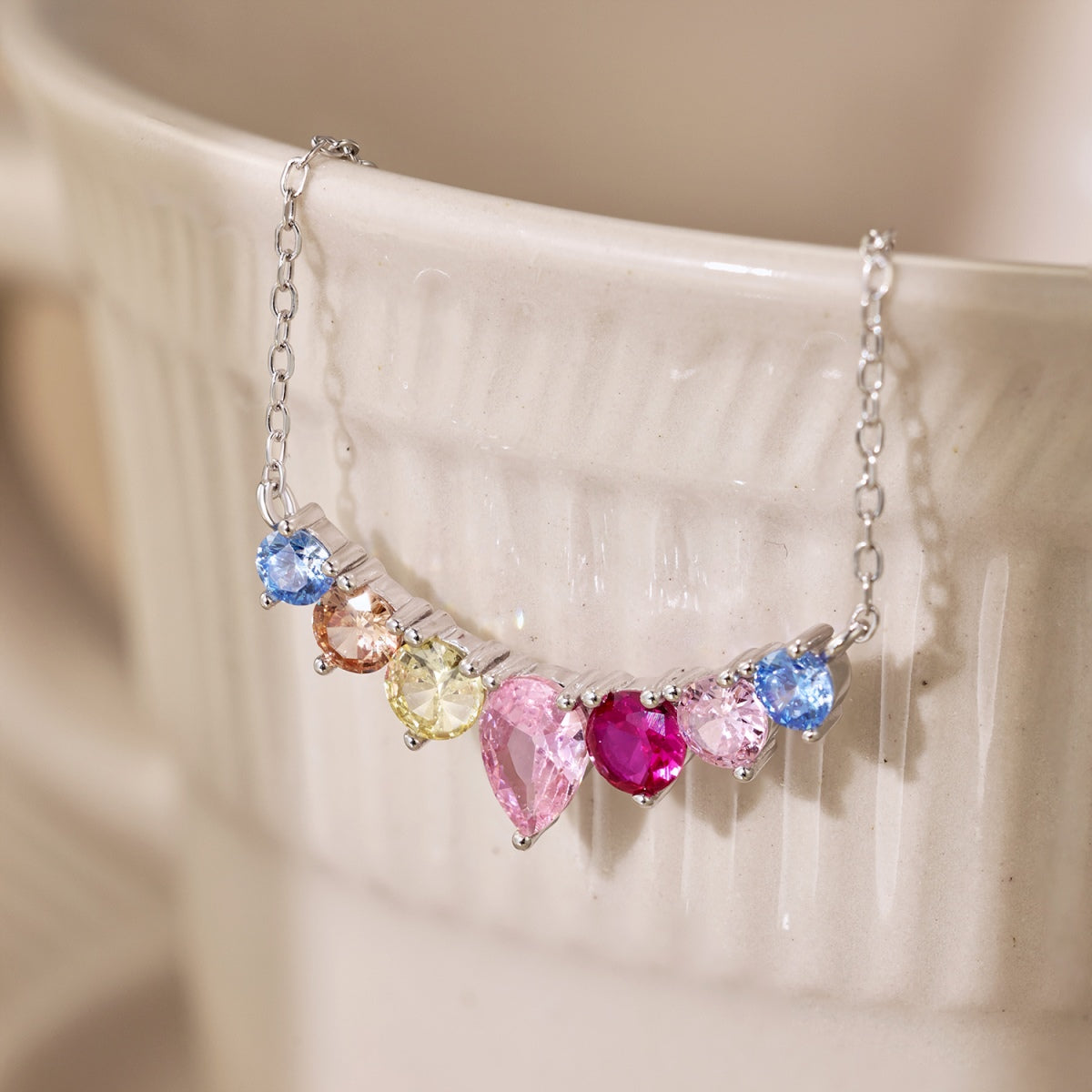 [Aurelle Style]Dainty Colorful Heart Necklace