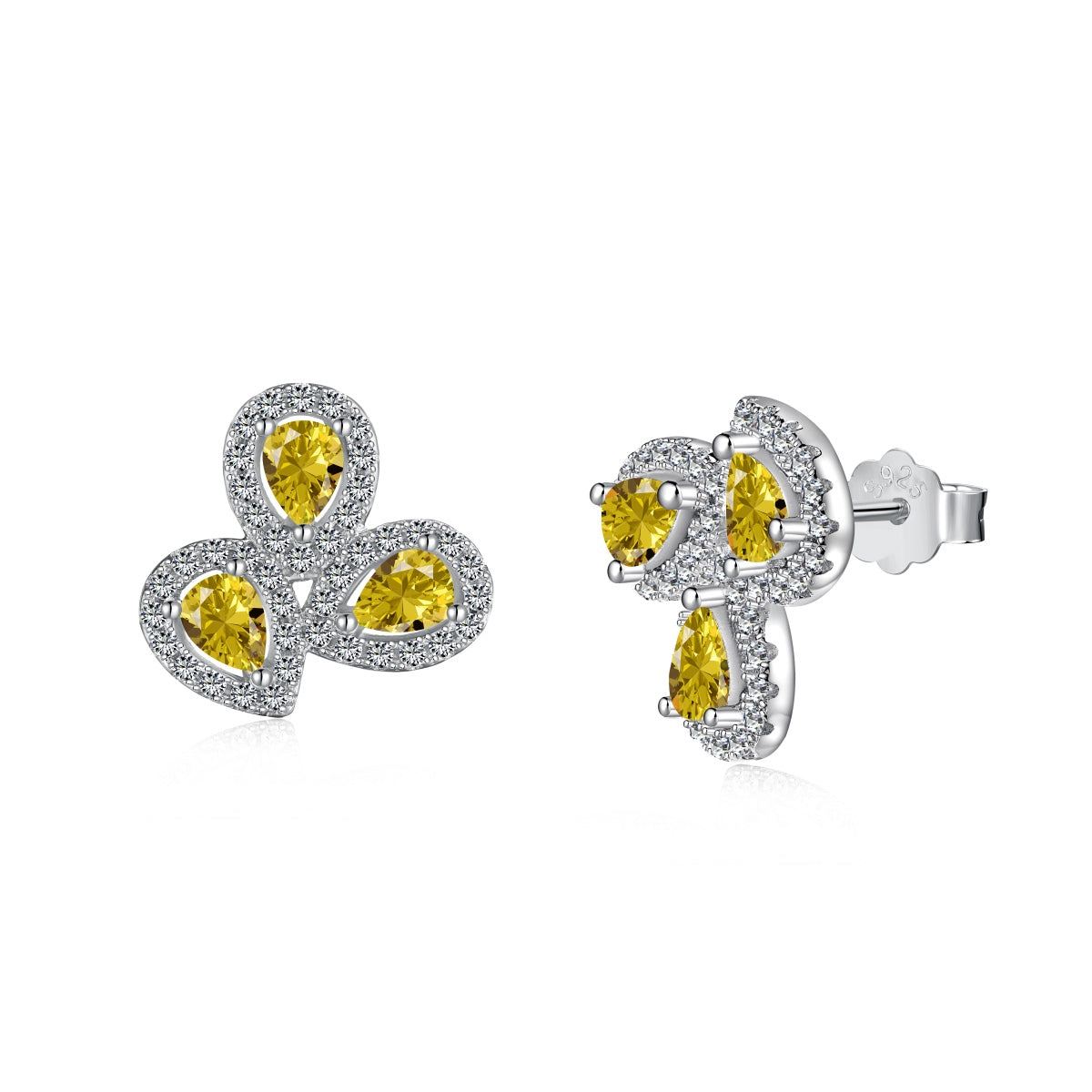 [Aurelle Style]Ornate Flower Shape Pear Cut Lover Earrings