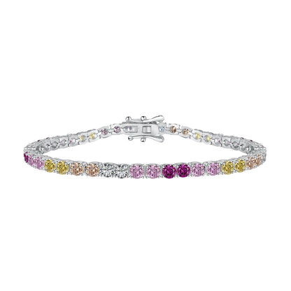 [Aurelle Style]Radiant Colorful Round Cut Tennis Bracelet