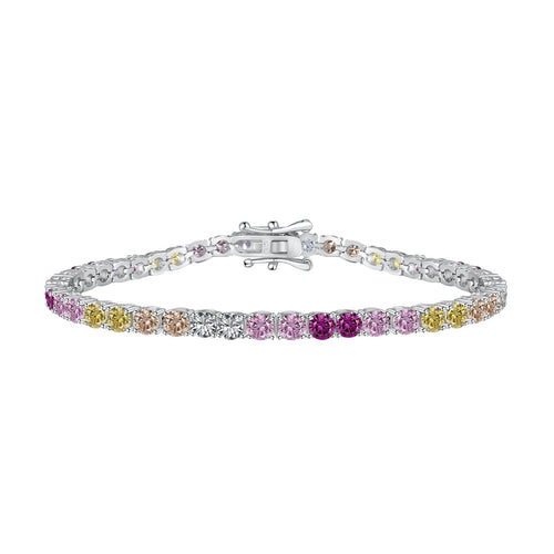[Aurelle Style]Radiant Colorful Round Cut Tennis Bracelet