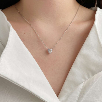 [Aurelle Style]Heart Shape Main Stone Pendant Collarbone Necklace