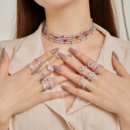 [Aurelle Style]Delicate Colorful Rainbow Tennis Chain
