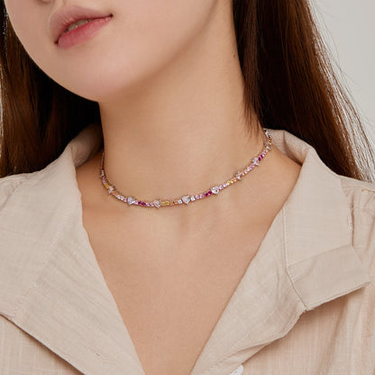 [Aurelle Style]Delicate Colorful Rainbow Tennis Chain