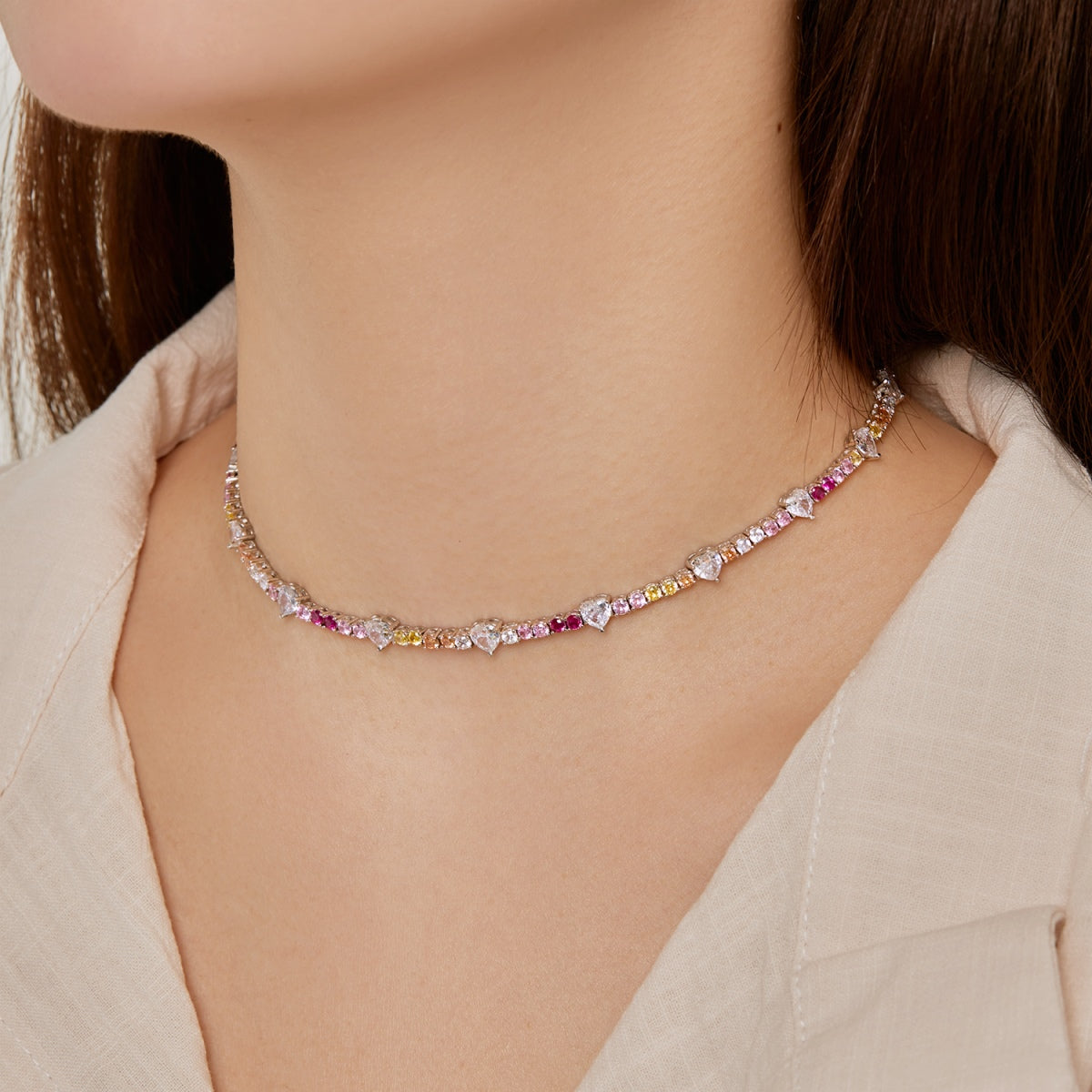 [Aurelle Style]Delicate Colorful Rainbow Tennis Chain