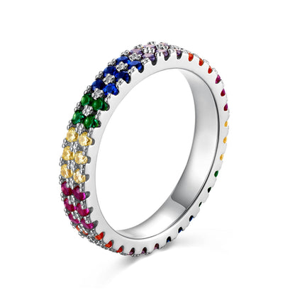 [Aurelle Style]Unique Colorful Round Cut Tennis Ring