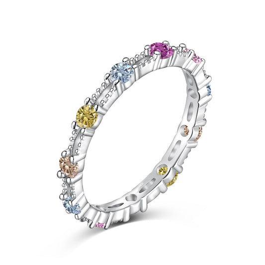 [Aurelle Style]Sparkling Colorful Round Cut Tennis Ring