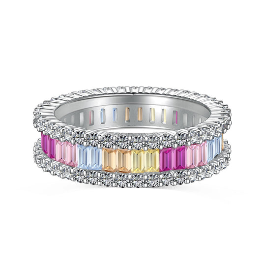 [Aurelle Style]Dainty Kaleidoscopic Emerald Cut Daily Ring