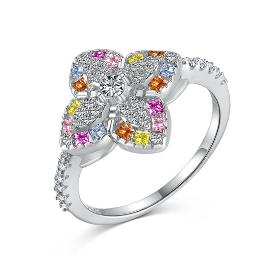 [Aurelle Style]Luxurious Colorful Flower Shape Banquet Ring